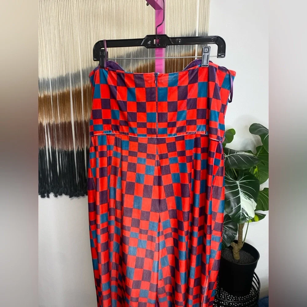 NWOT HUTCH Velvet Check Jumpsuit - Picture 8 of 10